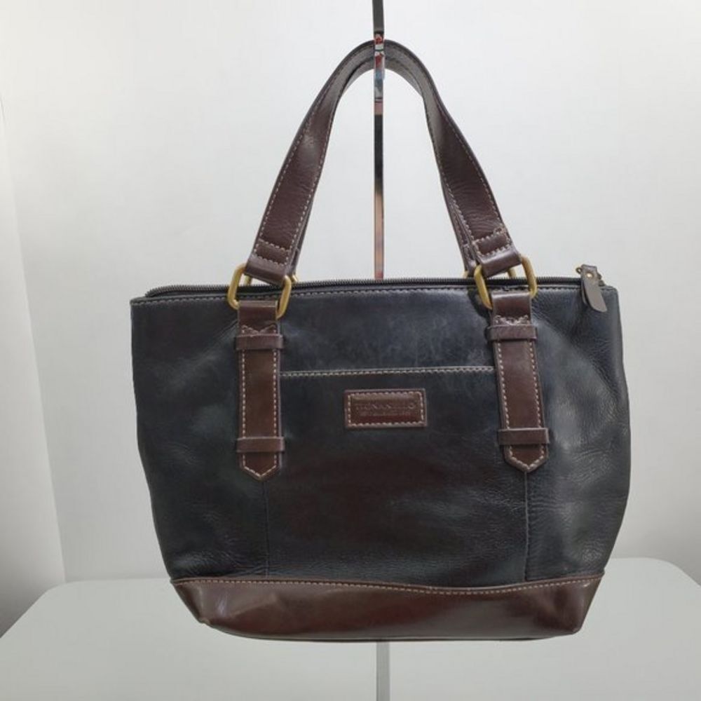 Tignanello Purse Shoulder Bag Black Brown‎ Buckle L